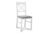 CRAM Jednoduchá dřevěná židle s křížem v opěradle, buk, šedá tkaná látka bílá/světle šedá - obrázek 1