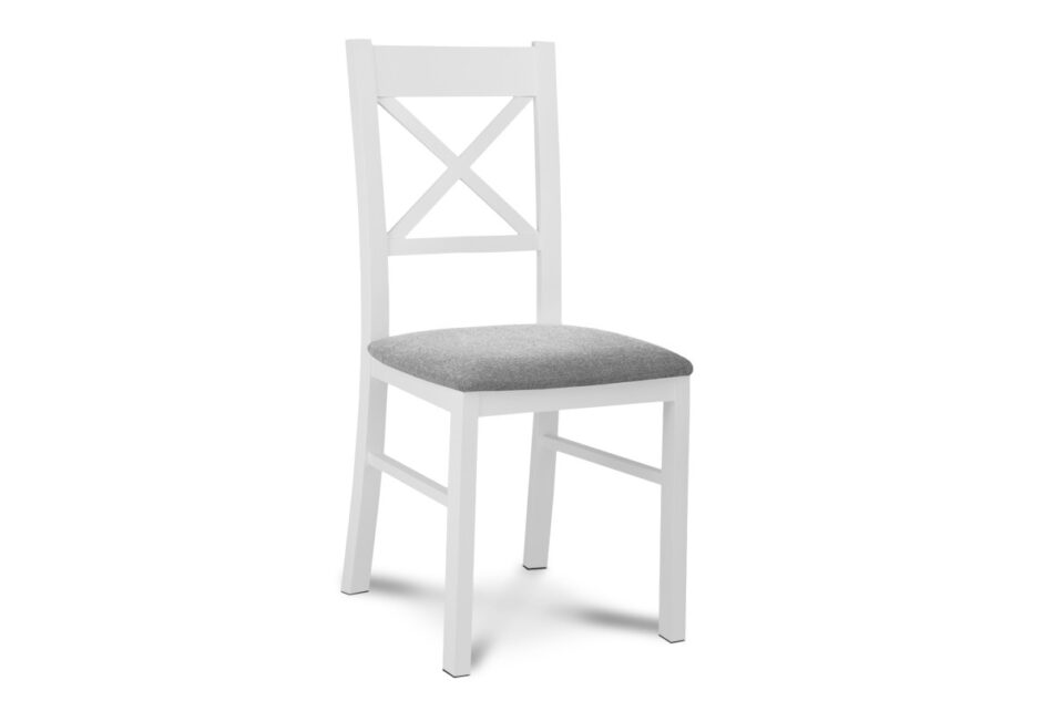 CRAM Jednoduchá dřevěná židle s křížem v opěradle, buk, šedá tkaná látka bílá/světle šedá - obrázek 0