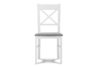 CRAM Jednoduchá dřevěná židle s křížem v opěradle, buk, šedá tkaná látka bílá/světle šedá - obrázek 2