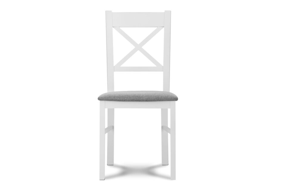 CRAM Jednoduchá dřevěná židle s křížem v opěradle, buk, šedá tkaná látka bílá/světle šedá - obrázek 1