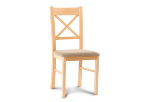 CRAM, https://konsimo.cz/kolekce/cram/ Jednoduchá dřevěná židle s křížem v opěradle, buk, béžová tkaná látka buk/béžová - obrázek