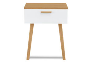FRISK, https://konsimo.cz/kolekce/frisk/ Skandinávský noční stolek bílý bílá/přírodní dub - obrázek