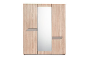 AVERO, https://konsimo.cz/kolekce/avero/ Šatní skříň se zrcadlem ve skandinávském stylu, šedý dub dub/greige - obrázek
