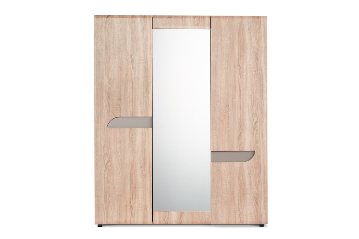 Šatní skříň se zrcadlem ve skandinávském stylu, šedý dub