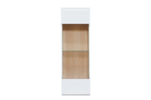 AVERO, https://konsimo.cz/kolekce/avero/ Závěsná vitrína ve skandinávském stylu 40 cm bílá matná bílá/lesklá bílá/dub - obrázek