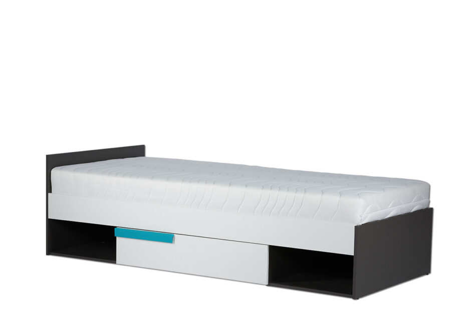 SHIBU Moderní dětská postel se šuplíkem grafit/bílá/modrá - obrázek 1