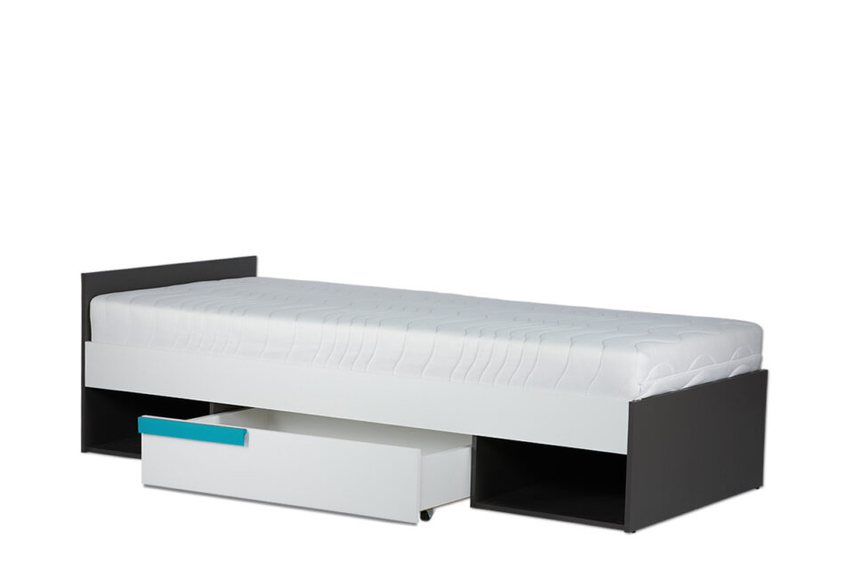 SHIBU Moderní dětská postel se šuplíkem grafit/bílá/modrá - obrázek 3