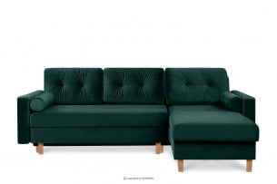 ERISO, https://konsimo.cz/kolekce/eriso/ Rohová sedací souprava do obývacího pokoje, zelený velur tmavozelený - obrázek