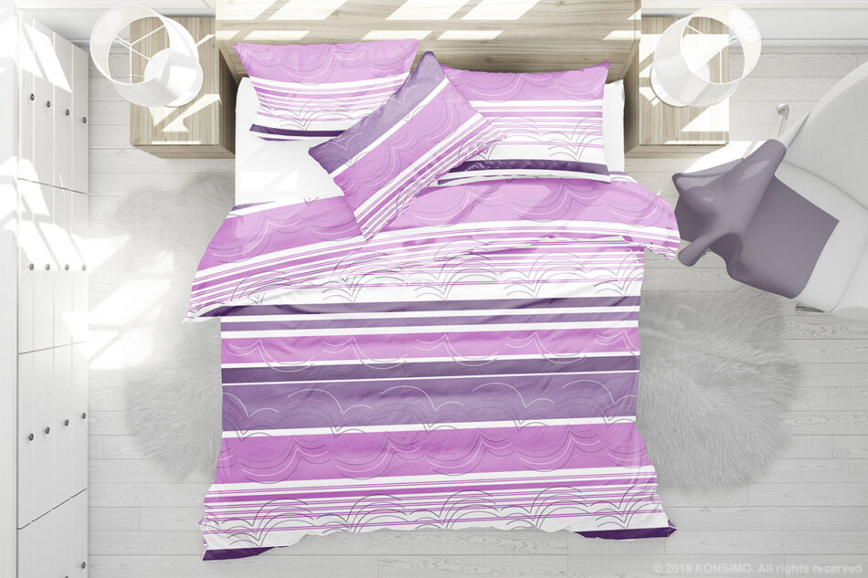 DANAUS Sada bavlněného ložního prádla bílá/růžová/fialová - obrázek 3