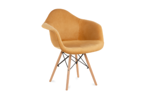 NEREA, https://konsimo.cz/kolekce/nerea/ Velurová židle ve skandinávském stylu s područkami žlutá žlutá - obrázek