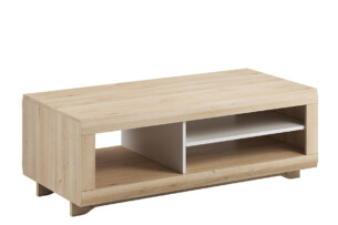 MODIS, https://konsimo.cz/kolekce/modis/ Konferenční stolek s policemi do obývacího pokoje bílá / buk bílá/bukové dřevo - obrázek