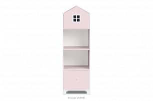 MIRUM, https://konsimo.cz/kolekce/mirum/ Knihovna domeček se šuplíkem pro holčičku, růžová bílá/růžová - obrázek