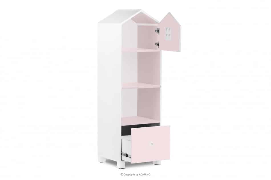 MIRUM Knihovna domeček se šuplíkem pro holčičku, růžová bílá/růžová - obrázek 3