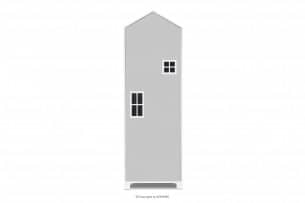 MIRUM, https://konsimo.cz/kolekce/mirum/ Dětská šatní skříň domeček s policemi šedá bílá/šedá - obrázek