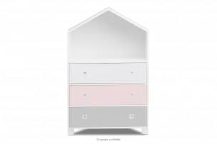 MIRUM, https://konsimo.cz/kolekce/mirum/ Růžová komoda domeček pro holčičku bílá/růžová/šedá - obrázek