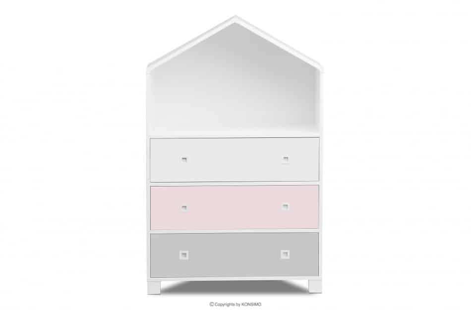 MIRUM Růžová komoda domeček pro holčičku bílá/růžová/šedá - obrázek 0