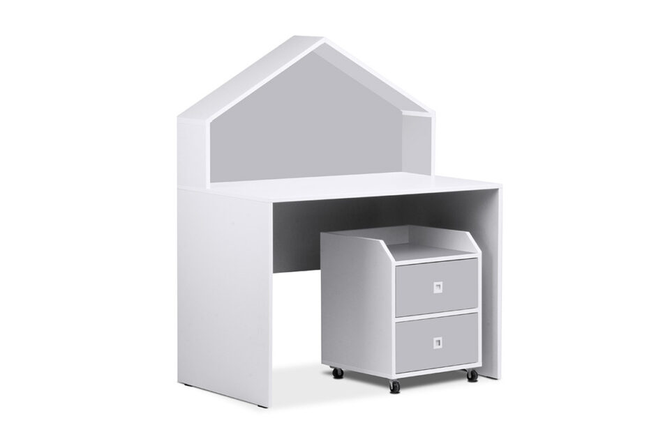 MIRUM Dětská skříňka na kolečkách ve tvaru domečku bílá/šedá - obrázek 3