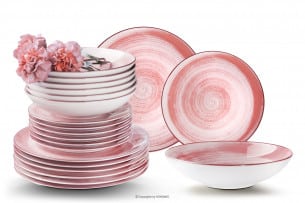 LINARI, https://konsimo.cz/kolekce/linari/ Moderní sada jídelních talířů pro 6 osob 18 -dílů růžový korál - obrázek