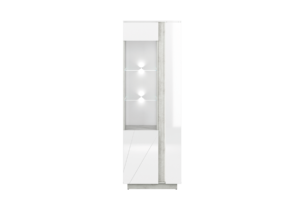 HOSTA, https://konsimo.cz/kolekce/hosta/ Levá bílá skleněná lesklá vitrína glamour bílý lesk - obrázek