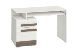 SARPA, https://konsimo.cz/kolekce/sarpa/ Jednoduchý psací stůl s policemi a skříňkou bílé / hnědé bílá/hnědá - obrázek