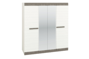 SARPA, https://konsimo.cz/kolekce/sarpa/ Jednoduchá čtyřdveřová šatní skříň se zrcadlem do ložnice 180 cm bílá / hnědá bílá/hnědá - obrázek