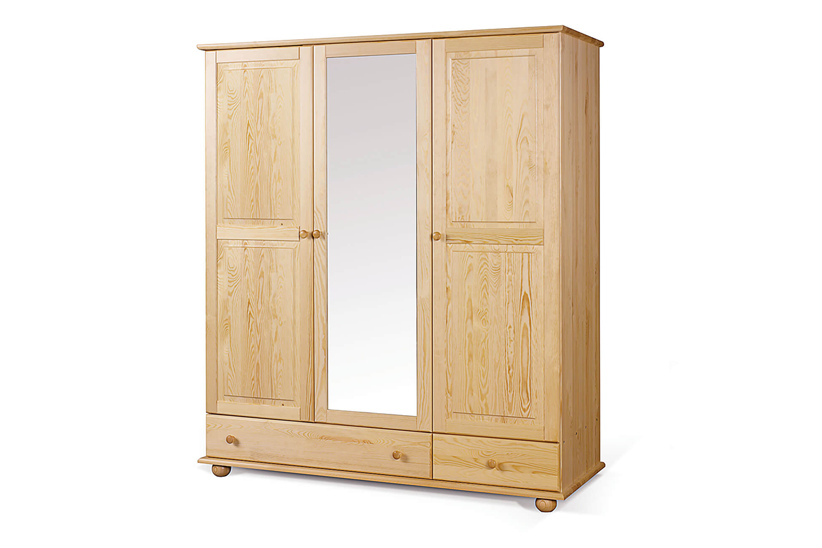 Dřevěná šatní skříň se zrcadlem
