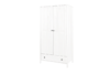 CUCULI Dvoudveřová šatní skříň z borovice s tyčí a zásuvkami bílá bílý - obrázek 1