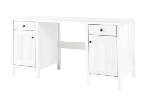 CUCULI, https://konsimo.cz/kolekce/cuculi/ Velký psací stůl z borovice 150 cm s policemi a zásuvkami, bílý bílý - obrázek