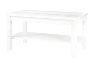 CUCULI, https://konsimo.cz/kolekce/cuculi/ Konferenční stolek z borovice s policí bílý bílý - obrázek