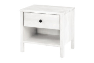 CUCULI, https://konsimo.cz/kolekce/cuculi/ Borovicový noční stolek se zásuvkou bílý bílý - obrázek