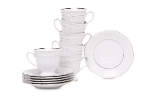 MARIA TERESA PLATYNA, https://konsimo.cz/kolekce/maria-teresa-platyna/ Kávový set porcelán Chodziez 6 os. Bílá / platina Platyna - obrázek