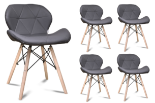 TRIGO, https://konsimo.cz/kolekce/trigo/ Sada 4 skandinávských židlí z šedé eko kůže šedá - obrázek