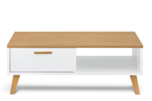 FRISK, https://konsimo.cz/kolekce/frisk/ Konferenční stolek ve skandinávském stylu bílý bílá/přírodní dub - obrázek