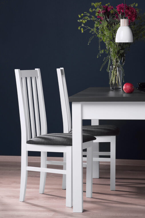 QUATUS, CENARE Sada 4 židlí + stůl bílá/tmavě šedá| bílá/šedá - obrázek 8