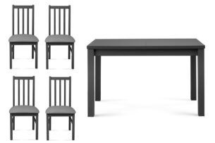 QUATUS, SALUTO, https://konsimo.cz/kolekce/quatus-saluto/ Sada 4 židlí + stůl šedá/světle šedá - obrázek
