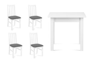 QUATUS, SALUTO, https://konsimo.cz/kolekce/quatus-saluto/ Sada 4 židlí + stůl bílá/tmavě šedá|bílá - obrázek