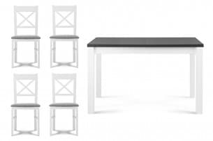  Sada židlí 4 ks  + tabulka bílá/světle šedá|bílá šedá - obrázek