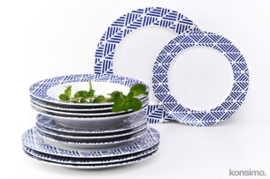 LIVIDUS, https://konsimo.cz/kolekce/lividus/ Porcelánová jídelní souprava řecký vzor bílá / modrá pro 4 osoby bílá/modrá - obrázek