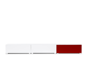 ALORE, https://konsimo.cz/kolekce/alore/ TV skříňka v moderním stylu bílá / červená bílá/bílý lesk/červený lesk - obrázek