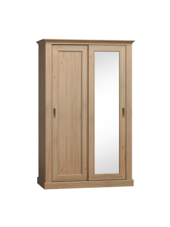 VETIS Klasická šatní skříň s posuvnými dveřmi šedý jasan přírodní dub - obrázek
