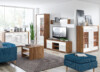 SULA TV skříňka do obývacího pokoje s policemi bílá / ořech bílá/přírodní ořech - obrázek 6