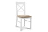 CRAM Jednoduchá bílá dřevěná židle s křížem v opěradle, buk, béžová tkaná látka bílá/béžová - obrázek 1