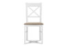 CRAM Jednoduchá bílá dřevěná židle s křížem v opěradle, buk, béžová tkaná látka bílá/béžová - obrázek 2