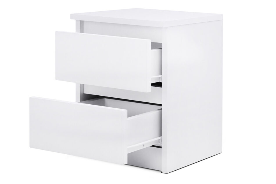 ODIS Prostorný noční stolek se zásuvkami 40 cm bílý bílý - obrázek 2