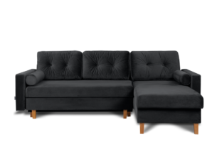 ERISO, https://konsimo.cz/kolekce/eriso/ Velurová rohová sedací souprava do obývacího pokoje, tmavě šedá grafit - obrázek