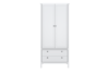 FARGE Elegantní dvoudveřová šatní skříň s tyčí a zásuvkami bílá bílý - obrázek 1