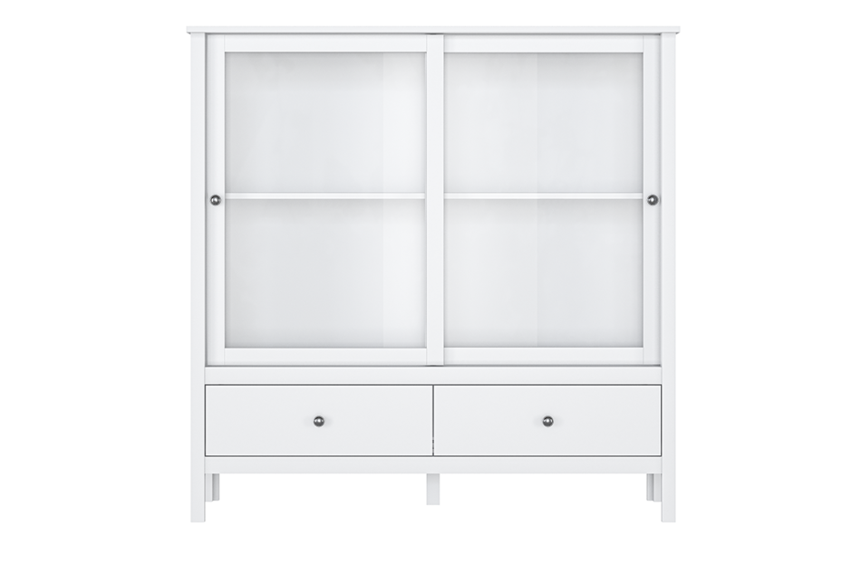 FARGE Elegantní bílá vitrína s posuvnými dveřmi bílý - obrázek 2