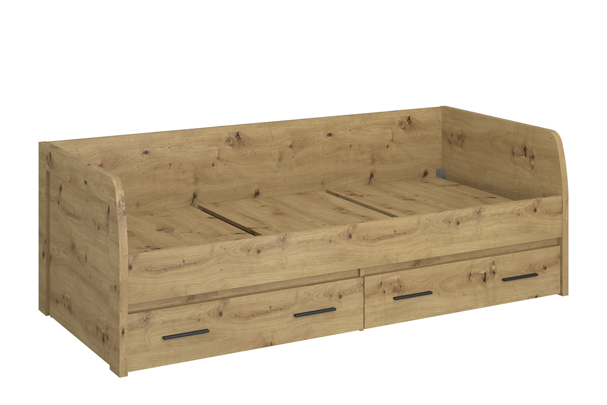 Jednolůžková postel se zásuvkami 90 x 200 s rámem ve stylu loft dub artisan