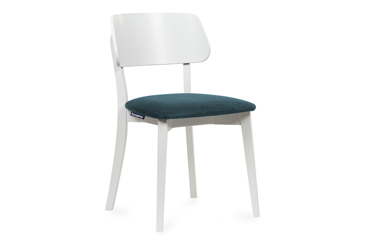 Moderní dřevěná židle bílá tyrkysová