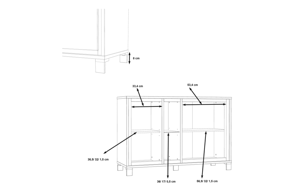 TRONDHEIM Minimalistická komoda do ložnice řemeslný dub/černý - obrázek 11